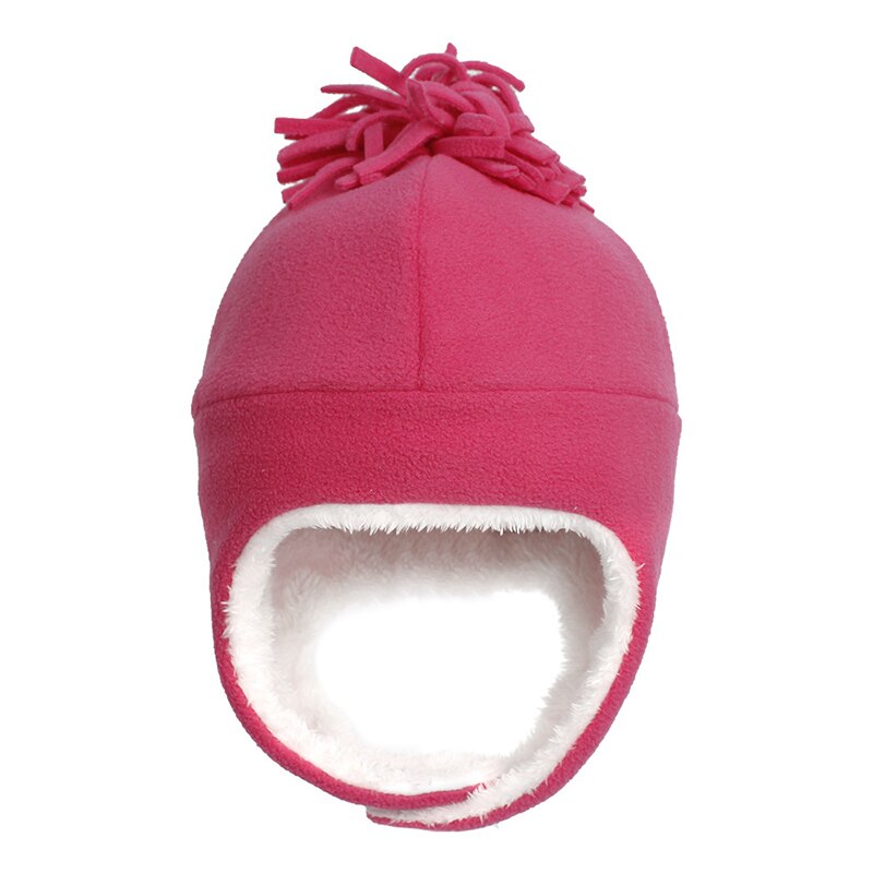 Baby Winter Warm Hat Boy Girl Fleece Knitting Crochet Earflap Beanie Hats Toddler Kids Wool Cap Autumn Hats: rose red / 50(1-3 Years Old)