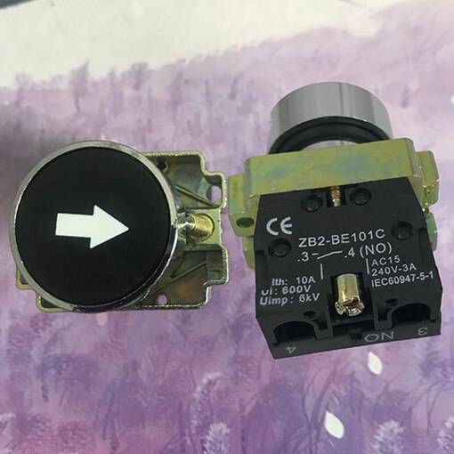 XB2 22mm Momentary Flat Pushbutton Self Reset Symbol Push Button Switch 1 NO 1NC touch switch Stop start signal: Gold