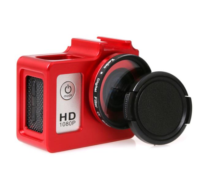 De aleación de aluminio de SJ4000 Carcasa protectora de Metal marco + filtro UV para SJCAM SJ4000 WIFI SJ6000 SJ7000 H9 accesorio: Red