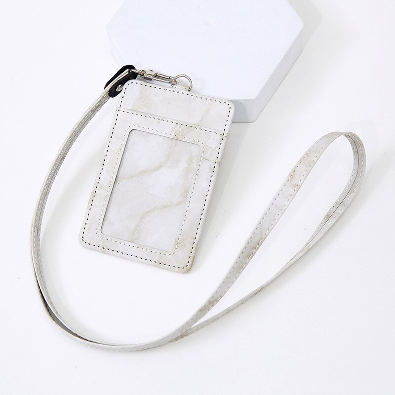 Leuke Marmer Lanyard Credit Card Id Houder Tas Student Vrouwen Reizen Bank Bus Visitekaartje Cover Badge Portemonnee Tassen: Grey