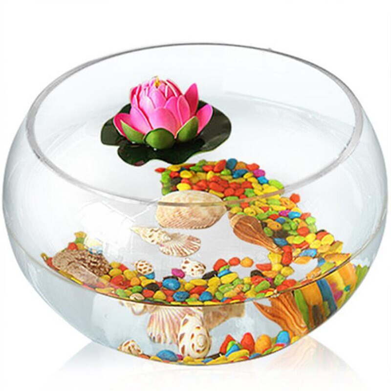 Hongyi rund cylinder rund guldfisk tank økologisk kreativitet glas akvarium stor skildpadde tank hydroponisk tank vase: 25cm taljediameter