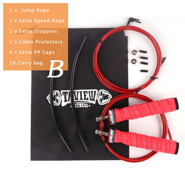 Cuerdas de salto pesadas Crossfit saltar velocidad cuerda con rodamientos de bolas de Cable de velocidad Extra Mango antideslizante para doble unders: Red B