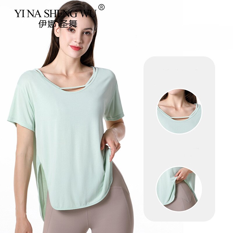 Zomer Yoga Kleding Blouse Losse En Dunne Korte Mouwen Sport T-shirt Dunne Gedeelte Ademend Grote Size Yoga Fitness Kleding