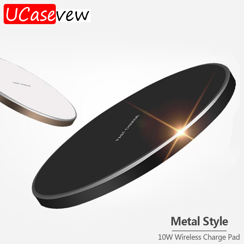 10W Caricatore Senza Fili Qi Sottile In Metallo Pad per il iPhone 11 Samsung S20 S10 S9 Nota 8 9 10 Veloce senza fili di Ricarica Rapida Adattatore di Carica
