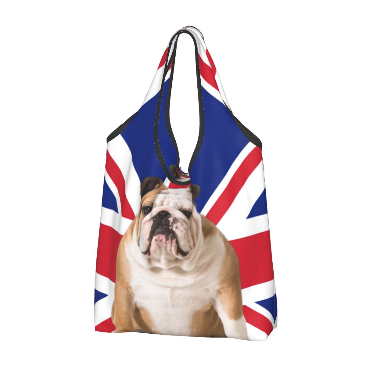 Aangepaste Britse vlag Londen rode bus auto boodschappentas mode shopper Tote schoudertassen draagbare handtas met grote capaciteit: Ivoor