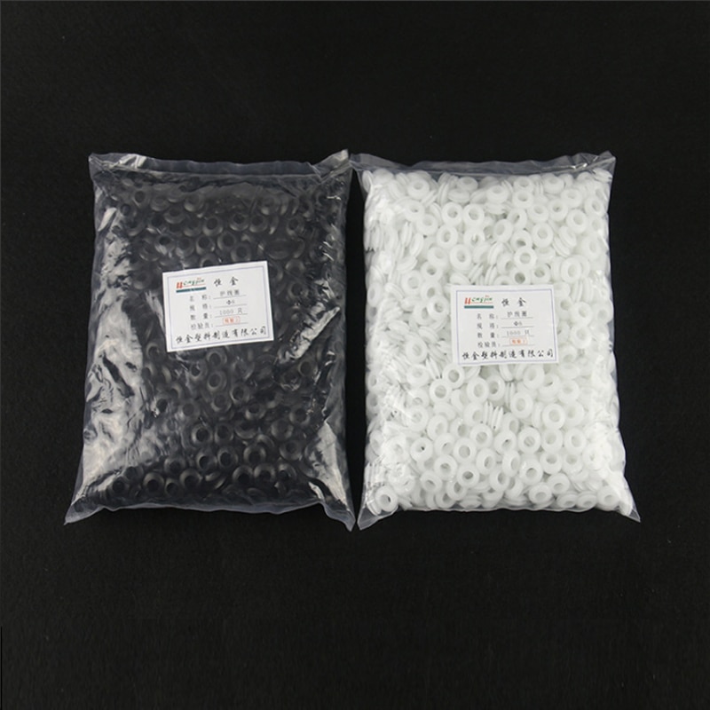 Ojales Blakc Arandelas de cableado de goma blanca Cable de anillo Bobina de doble cara Anillo de sellado de junta tórica 3 mm/4 mm/5 mm/6 mm/7 mm/8 mm/10 mm 50 piezas