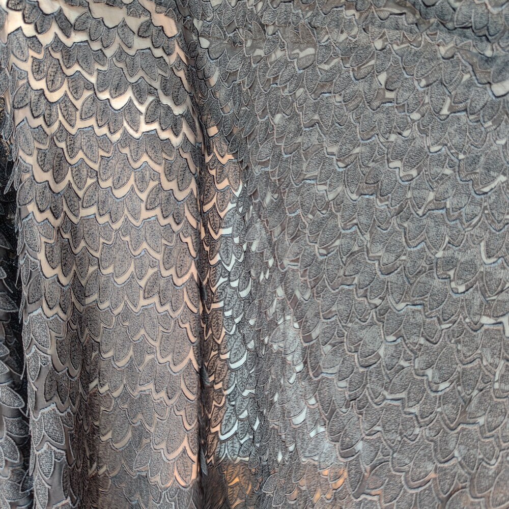 Pure Silk Evening Dress Wedding 100% Silk wing silk black lace chiffon silk embroidery silk charmeuse