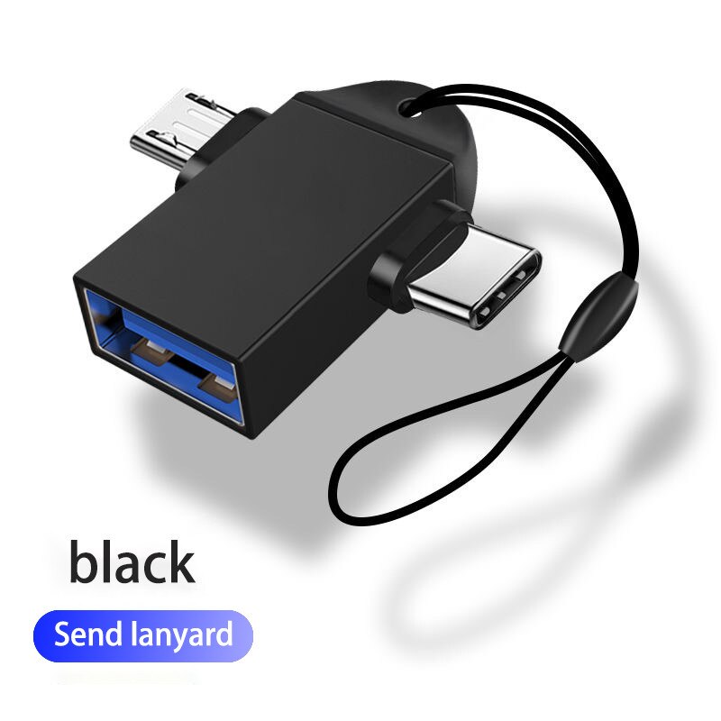 2 in 1 OTG Adapter Type C Micro USB to USB 3.0 Converter Android Phone Data Transfer Adapter Connector for Samsung S10 iPhone 11: black 2