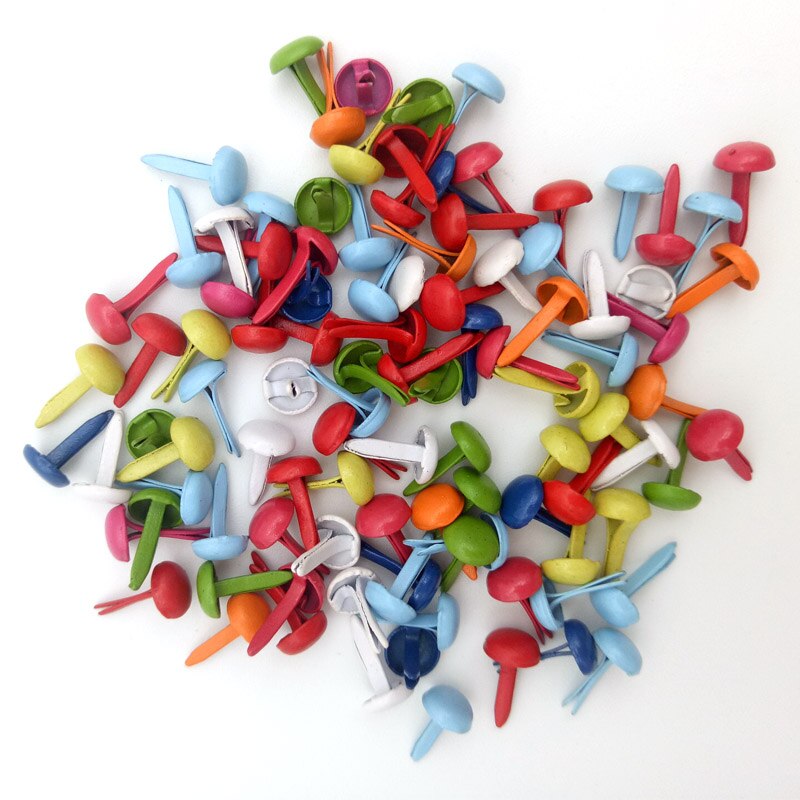 100Pcs Mixed Color 5mm Metal Round Brads Scrapbook Brads Paper Craft Decoration Embellishment Fastener DIY Metal Brads Crafts