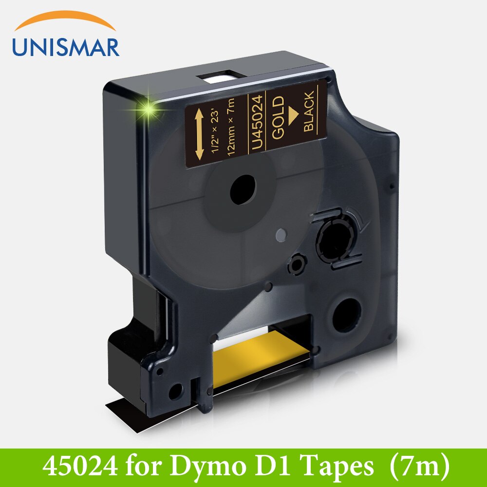 Unismar Multicolor 12mm taśmy etykietowe dla Dymo D1 45013 45010 45016 45017 45018 45019 kompatybilny Dymo D1 etykieta menedżera 160 280 210: Gold on Black