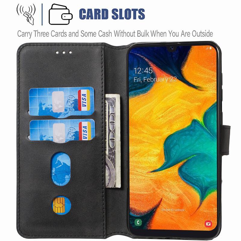 Funda magnética de lujo para Samsung Galaxy A20 E S, cartera Retro de cuero liso para teléfono Samsung A20E A20S