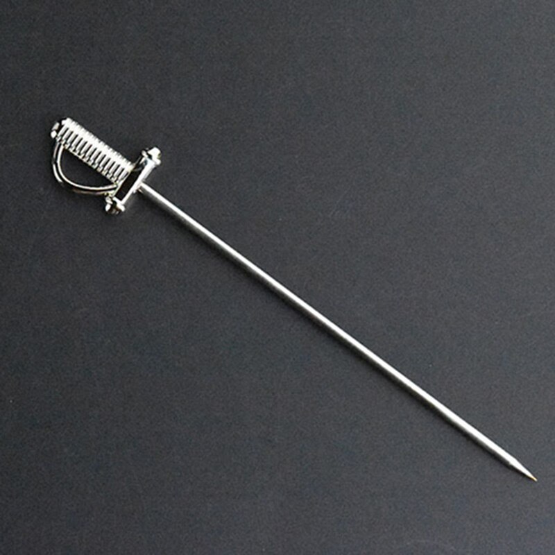 QuickDone 1PC Stainless Steel Cocktail Fork Sign Cocktail Needle Bar Party Props Skull Pattern Bar Accessories AKC5123: Sword