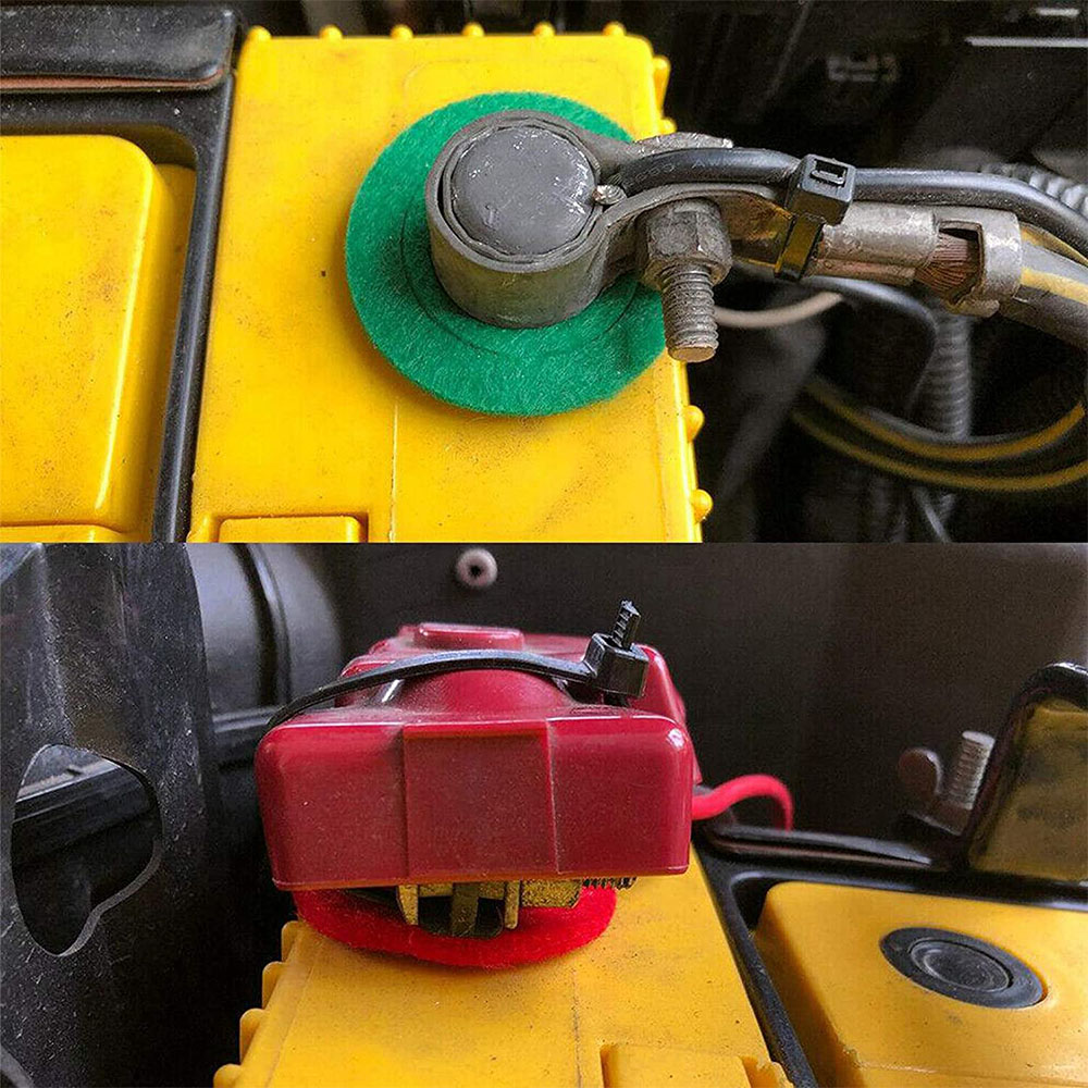Battery Terminal Gasket Pads Anti Corrosion Washers Auto Car Fiber Thick Felt Battery Terminal Protector 2PCS=1SET 1 Red+1 Green