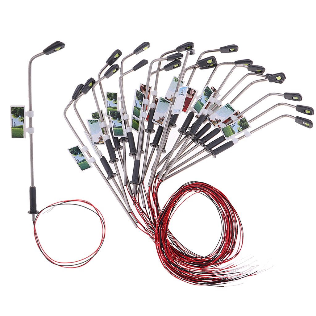 20pcs Mini Model Railway Train Lamp Post LED Street Lights HO Scale 1:150
