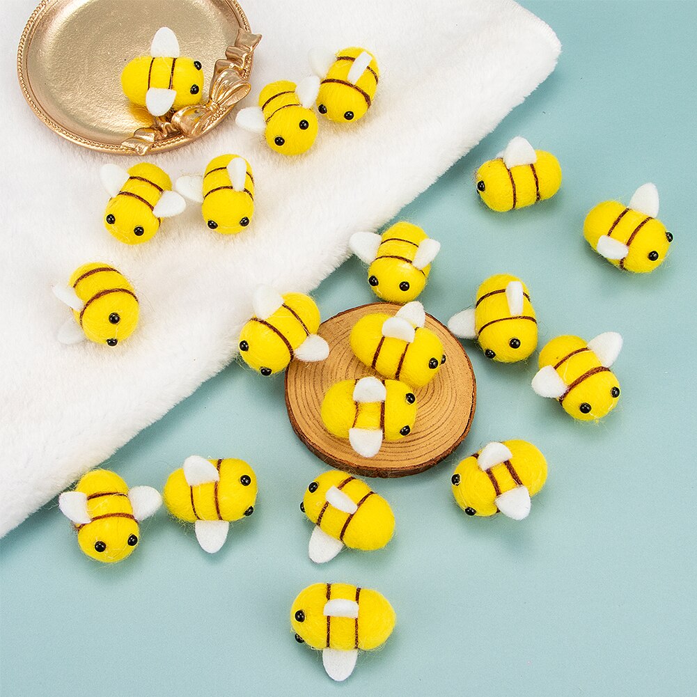 20 pièces BRICOLAGE Laine Feutre D'abeille Artisanat Fait Main En Épingle À Cheveux Pince À Cheveux Abeille Accessoires Photograpghy Accessoires Décor de Fête BRICOLAGE Costume D'abeille Fournitures