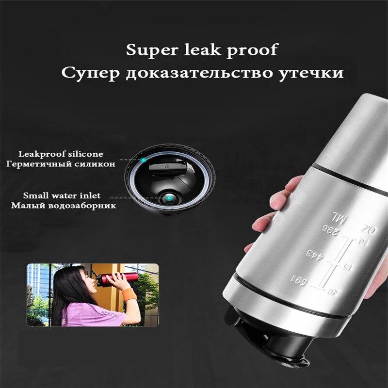 Bouteille agitateur de protéines en acier inoxydable, grande capacité, bouteille d'eau, pour Fitness, Camp, gymnastique et bureau, tasse d'extérieur