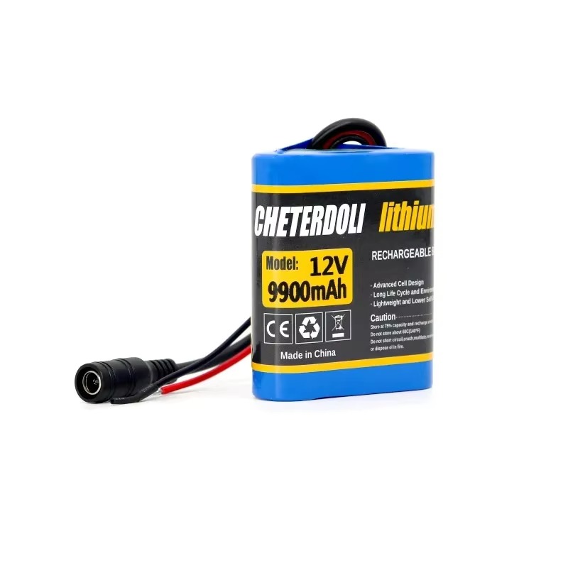 100% nova placa de proteção 3s1p12v 9.9ah bateria 12v 9900mah 18650 íon de lítio dc 12.6v bateria super recarregável + carregador