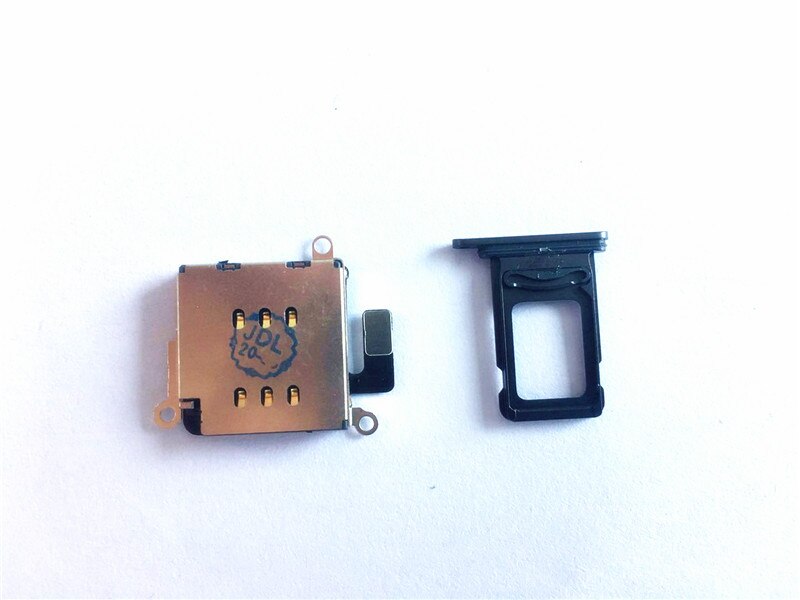 Para iPhone 11 Dual SIM Card Reader flex cable + tarjeta SIM bandeja soporte ranura adaptador reemplazo: Black