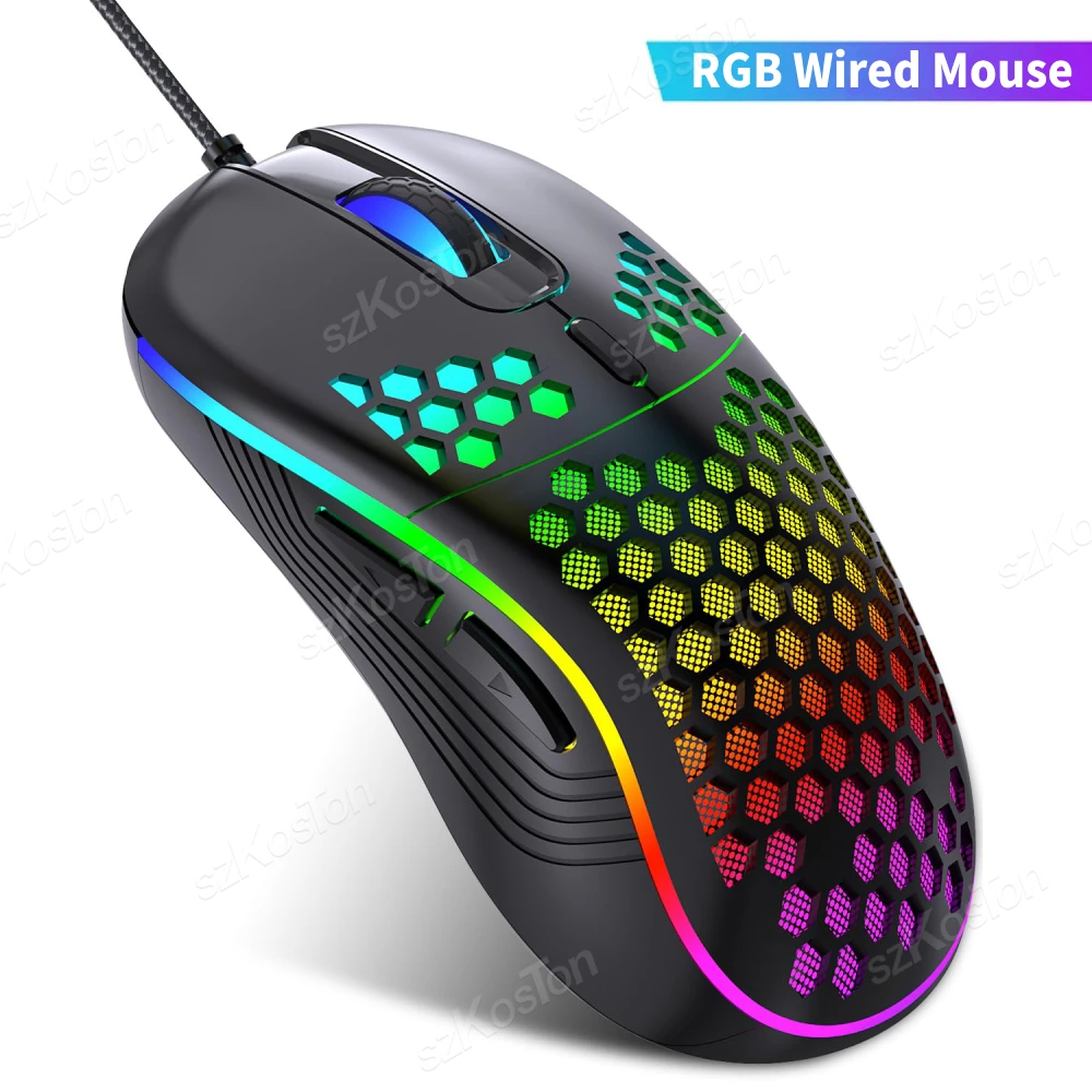 Wired/2.4G Wireless Mouse with RGB Backlit 6-button 3-speed DPI Type C Rechargeable Ergonomic Honeycomb Gaming Mouse: PURPLE