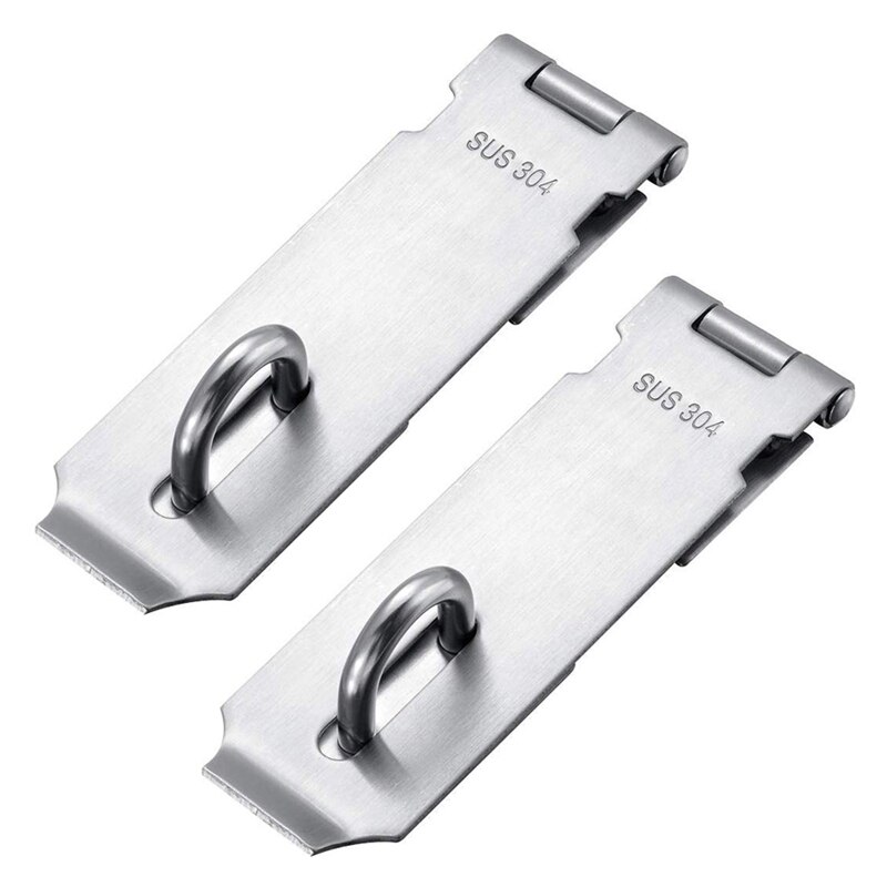 Padlock Hasp Staple 2 Pack Heavy Duty Safety Door Clasp Gate Lock Latch,SUS304 Stainless Steel Brushed Finish Padlock Clasp Shed: Default Title