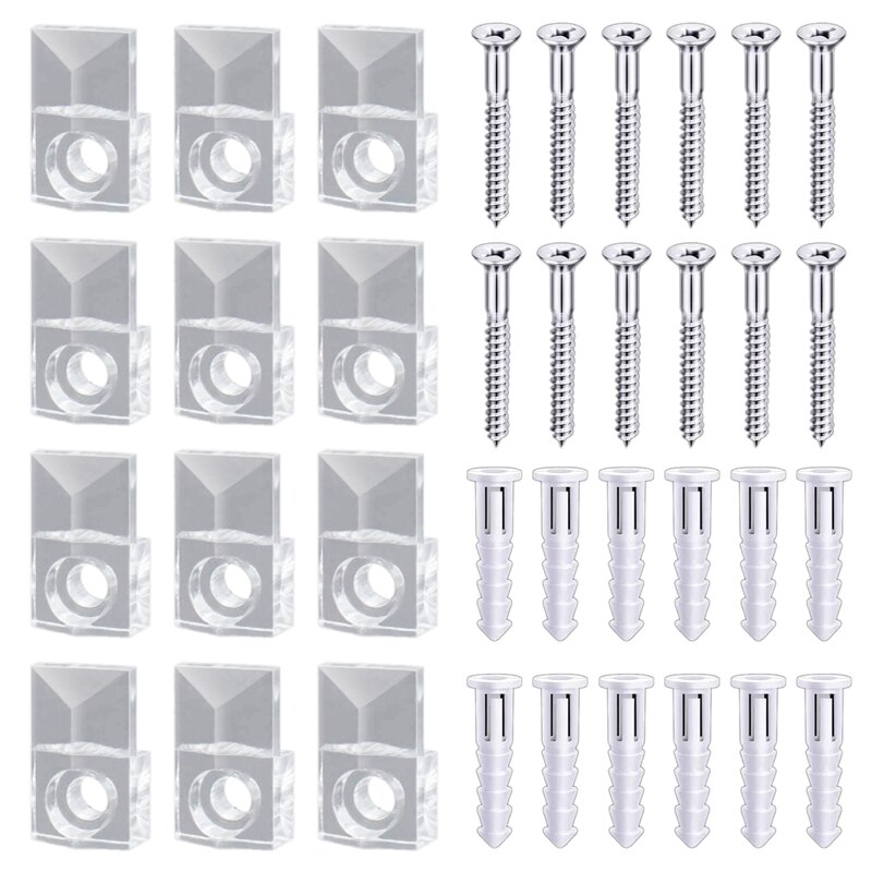 22 Sets Van Spiegel Houder Clips Kit Crystal Clear Plastic Spiegel Clip Spiegel Houder Clips Glas Retainer Clips Kit: Default Title