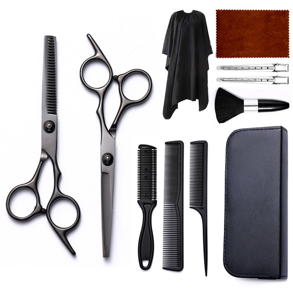 Haar Schaar Japan Roestvrij Knippen Schaar Dunner Schaar Kapper Kappers Schaar Kapsel Set Kammen Scheermes: Black