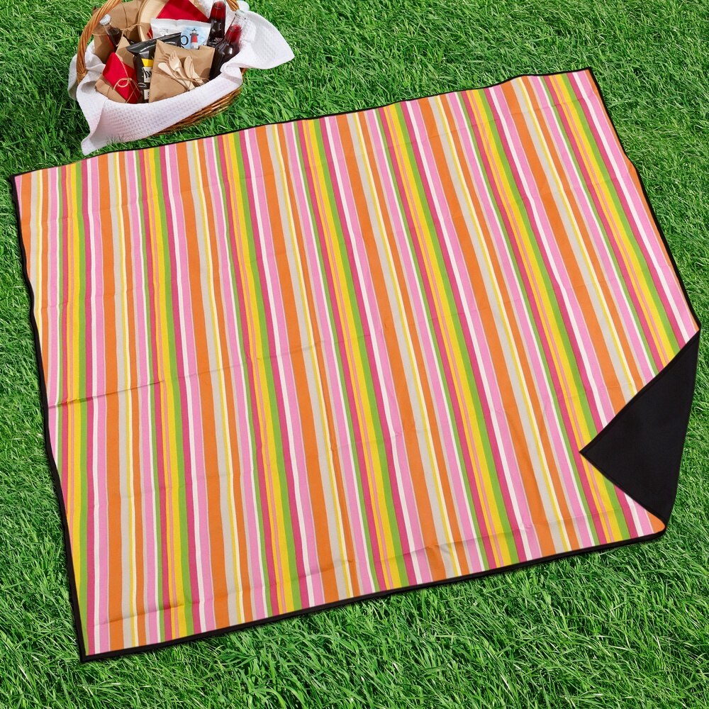 Primematik-picnic tæppe 150 x 130 cm printede fine striber flerfarvet