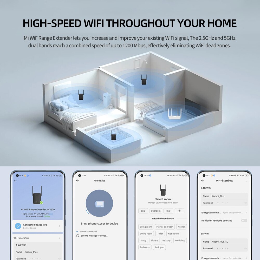 Global Versie Xiaomi Mi Wifi Range Extender AC1200 2.4Ghz En 5Ghz Band 1200Mbps Ethernet Poort Versterker Wifi signaal Router