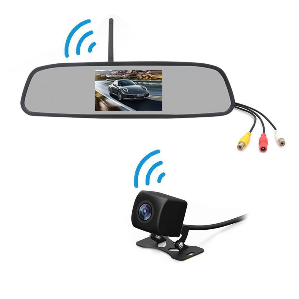 Backspegelkamera dvr 4.3- tums backspegel + backkamera trådlös bil backkamera bil videobandspelare