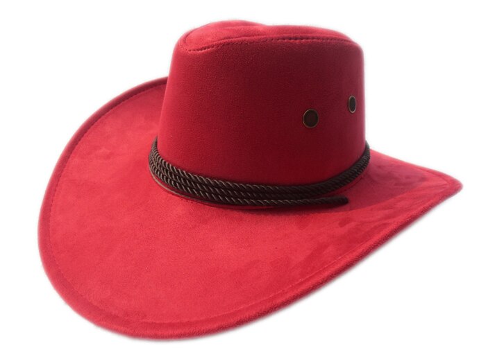 Cowgirl Sun Hat Faux Leather Cowboy Hat Men and Women Travel Caps Western Hats Chapeu Cowboy 9 colors YY0270: Red  cowboy hat