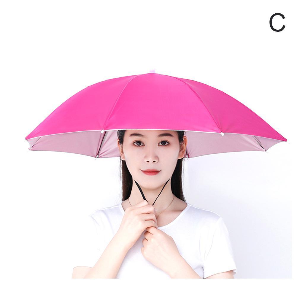 Portable Rain Umbrella Hat Foldable Outdoor Shade Beach Hats Hiking Wear Cap Waterproof Umbrella Fishing Campi A9i7: C