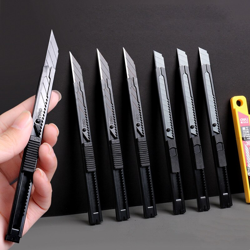 Deli Metal Utility Knife Pocket Knives Retractable Paper нож Unboxing Cutter Self-Locking 60 Sharp Angle Office Supplies