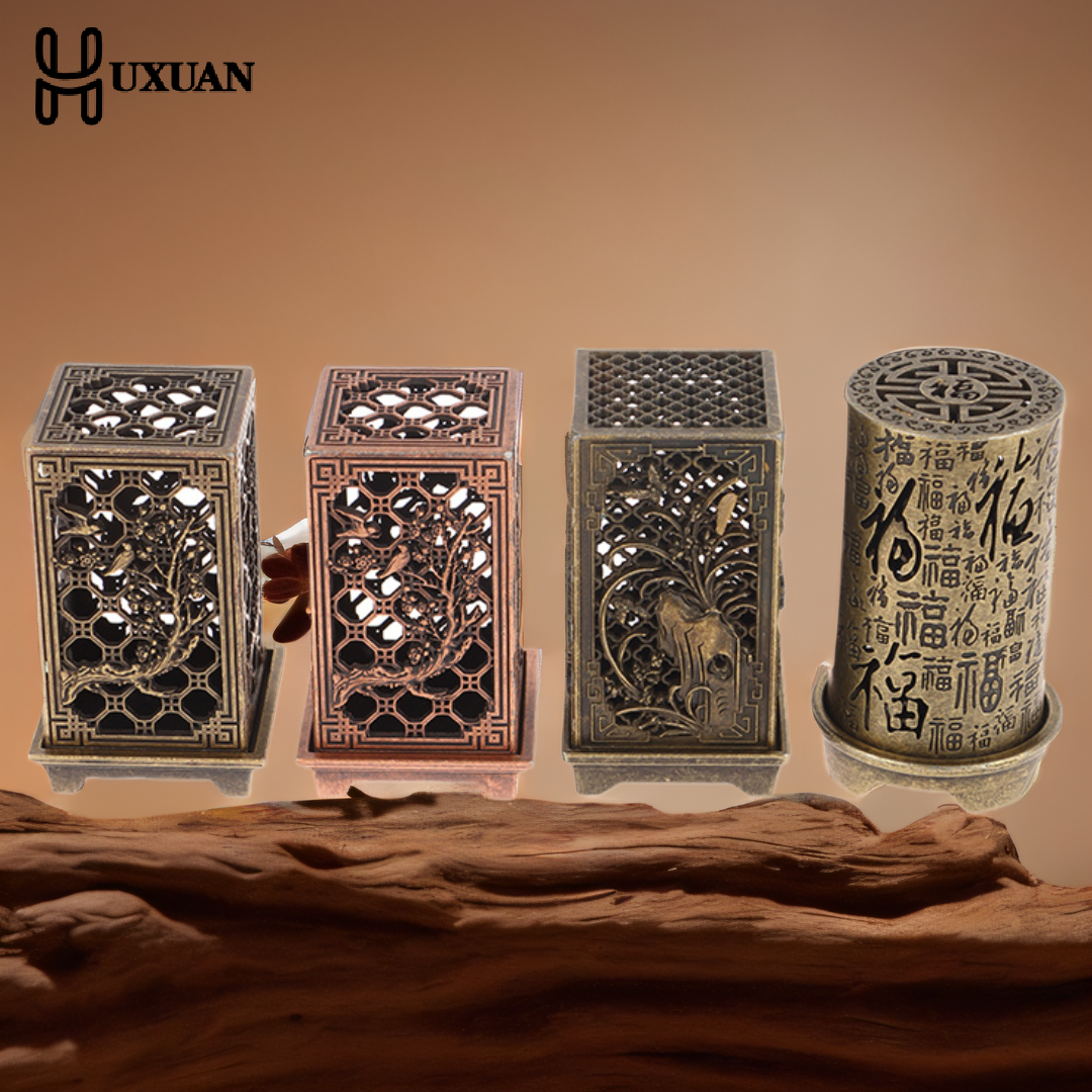 Brûleur d'encens Vertical carré, petit porte-encens en alliage Xiangyun, aromathérapie intérieure, ornement de maison, brûleurs d'encens en prune chinoise