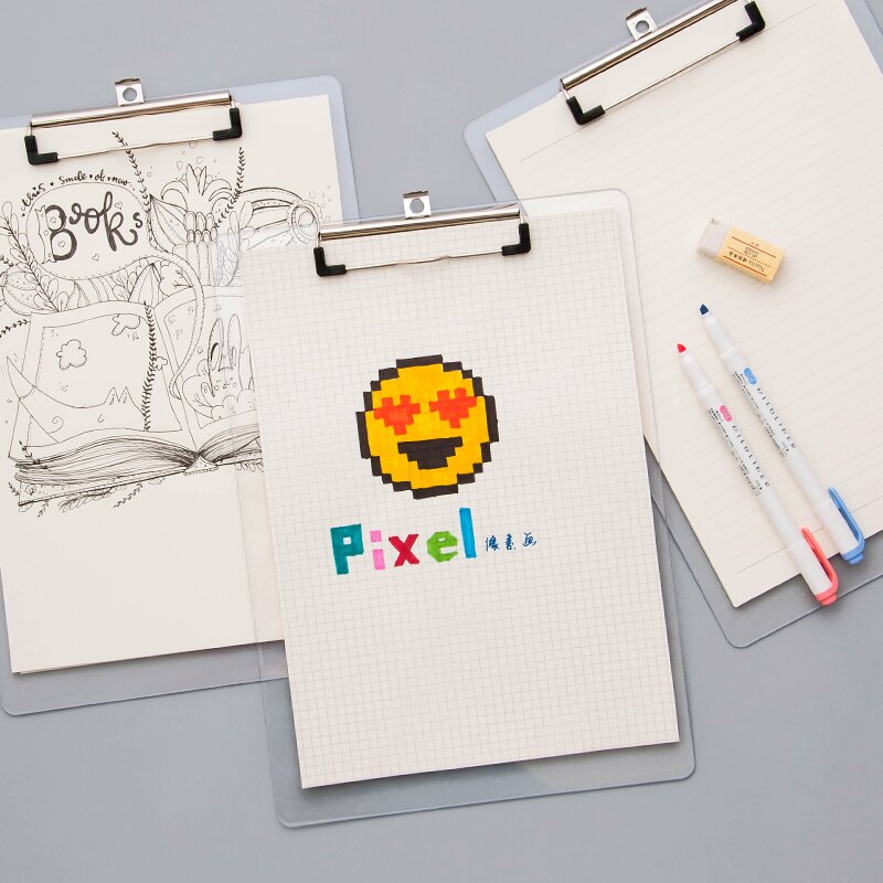 Transparent Folder A4 Board Clip Test Paper Writing Pad Office Stationery Plastic Writing Hard Board File Folder A4 Paper