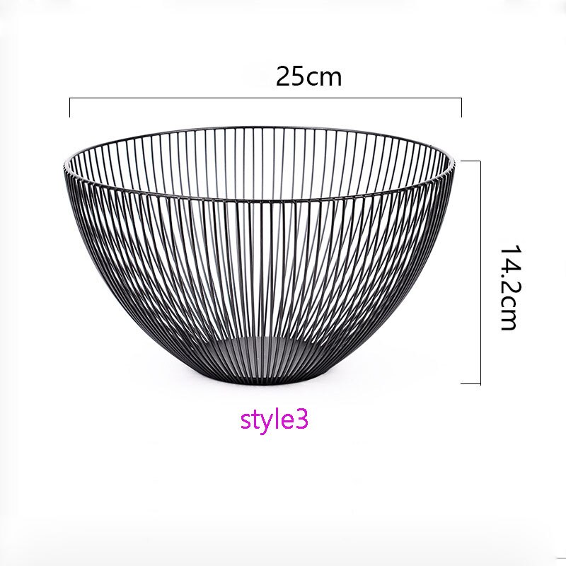 Cesta oco de frutas, cesta de frutas para cozinha, tigela, acessórios domésticos, organizador de petiscos, cestas de armazenamento de alimentos: Style3 Black
