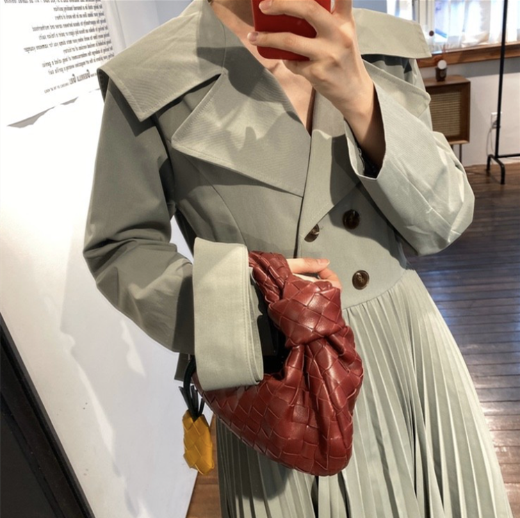 Trench-Coat Double boutonnage classique et Long avec ceinture pour femme, coupe-vent Chic, manteau d'épissure plissée, collection automne