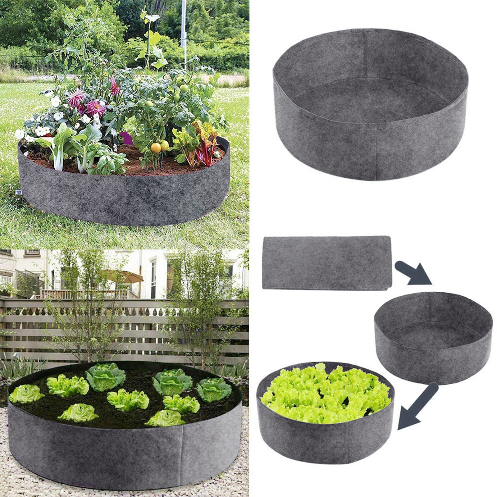 thumbnail image 2 of Large Round Fabric Raised Bed – Felt Grow Bag For Vegetables & Flowers (Indoor/Outdoor) 2 of 4