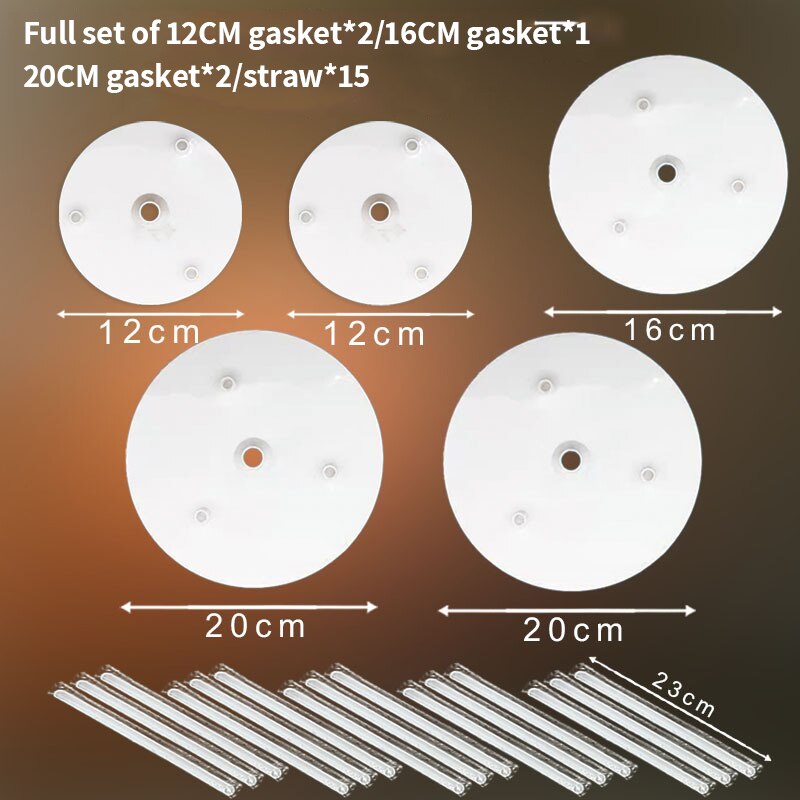 Multi-Layer Cake Stapelen Beugel Stands Set 15 Stuks Wit Cake Sticks Ondersteuning Staaf En 5 Stuks Cake Separator platen Cake Tool: Default Title