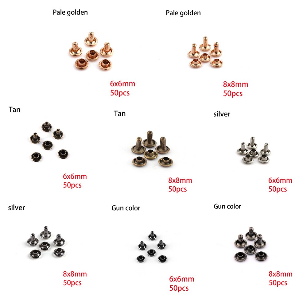 50PCS Spikes Studs Double-Sided Screw Rivets Spike for Shoes Belt Bag Crafts DIY Sewing Garment Bracelet Leathercraft Accessory