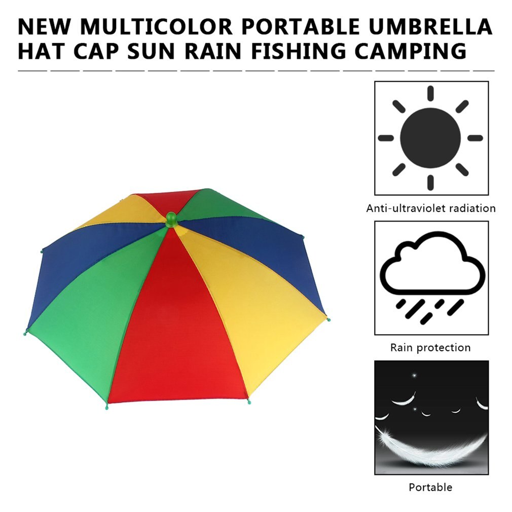 Draagbare viskampeerparaplu hoed veelkleurige pet zon regen paraplu merk