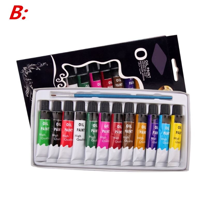 12 Colors Acrylic Paints Brush 12ml Tubes Drawing Painting Pigment Hand-painted Wall Paint for Artist DIY