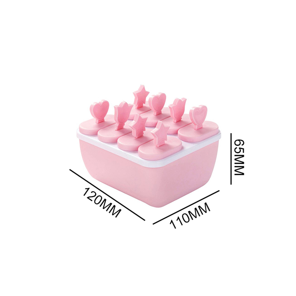 8 Cell Kitchen Ice Cube Molds Reusable Popsicle Maker DIY Ice Cream Tools Kitchen 6/8 Cell Lolly Mould Tray Bar Tools: square pink