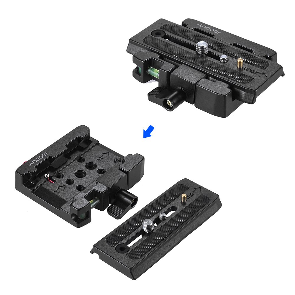 Andoer Video Camera Statief Quick Release Clamp Adapter met Quick Release Plaat Compatibel voor Manfrotto 501 500AH 701HDV 503HDV