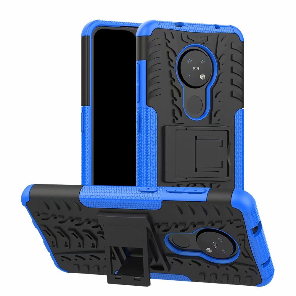 Hybrid Armatura Cassa Del Telefono Per Nokia 5.3 Duro Coperture + Temperato di Vetro Del Silicone di Gomma Molle Della Pelle Del Gel di Custodie: Blu / Only Case