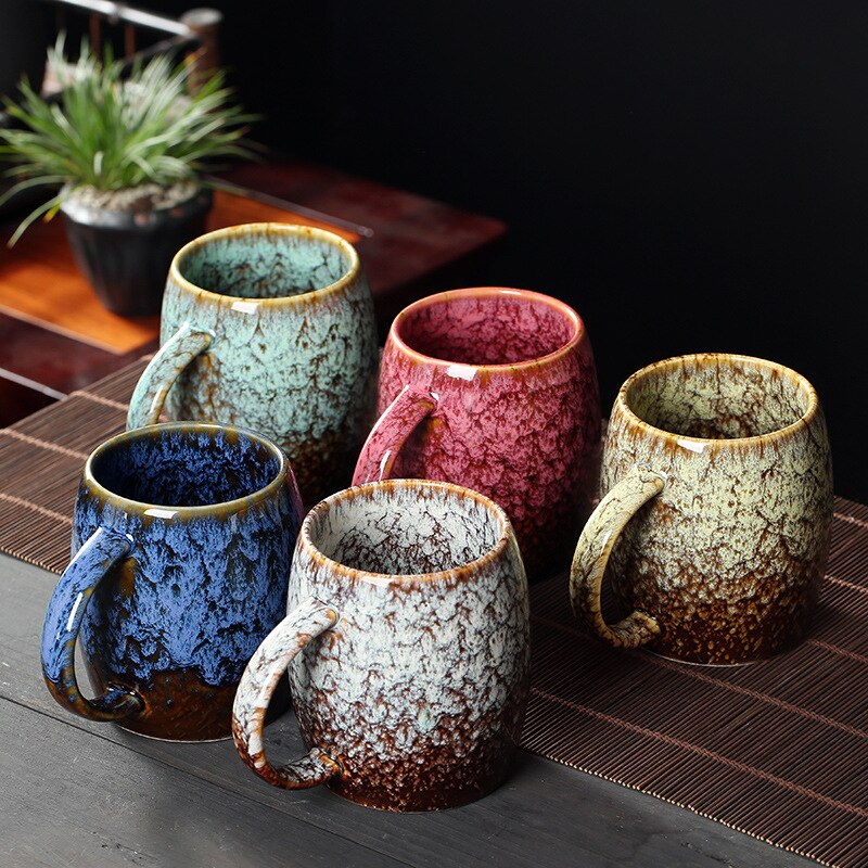 Kiln Change European Retro Ceramic Office Tea Cup Tea Mugs Coffee Mug Kung Fu Tea Set Water Cups Pottery Tea Bowl Drinkware