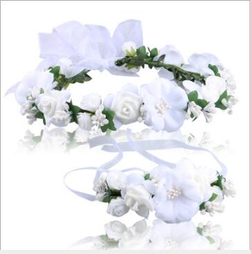 Simulering blomsterpannebånd armbånd foreldre-barn dress bryllup hodeplagg europeisk og amerikansk brudepike wre: Stil 8