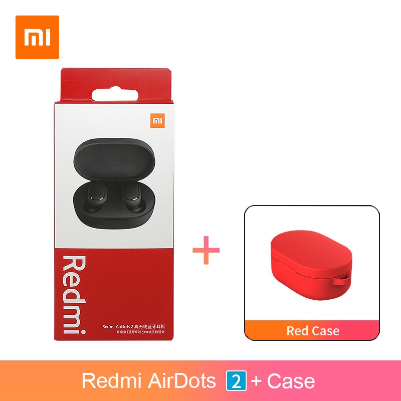 Xiaomi-auriculares inalámbricos Redmi AirDots S Redmi AirDots 2 TWS, originales, Bluetooth 5,0, reducción de ruido con micrófono, enlace automático: 2 add red case