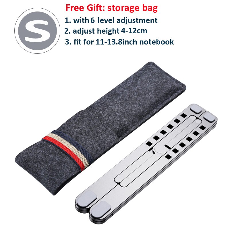 Factory Direct Portable Laptop Stand Holder For Macbook Pro Adjustable Suporte Notebook Stand Laptop Stand For Bed: L01 Gray S