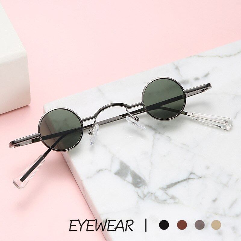 Gothic Steampunk Tiny Round Sunglasses Women Men Brand Small Frame Vintage Sun Glasses UV400 Eyeglasses