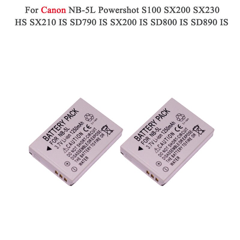 Camera Battery Pack NB-5L NB 5L NB5L Bateria For Canon SX200is SX220HS SX230HS CB-2LXE PowerShot S100 S110 SD950 SD970: Package 2